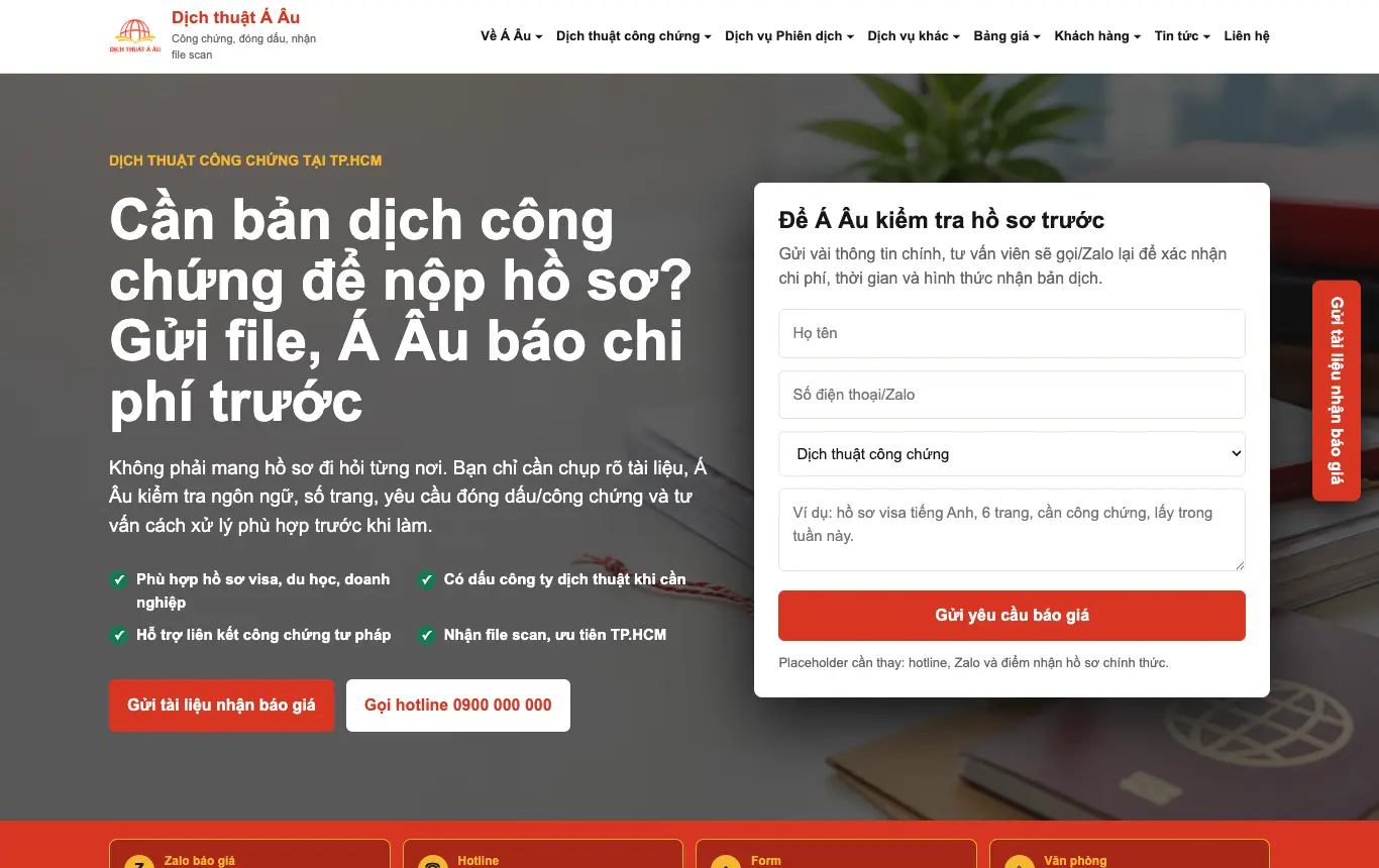Giao diện HTML AI ngành dịch thuật