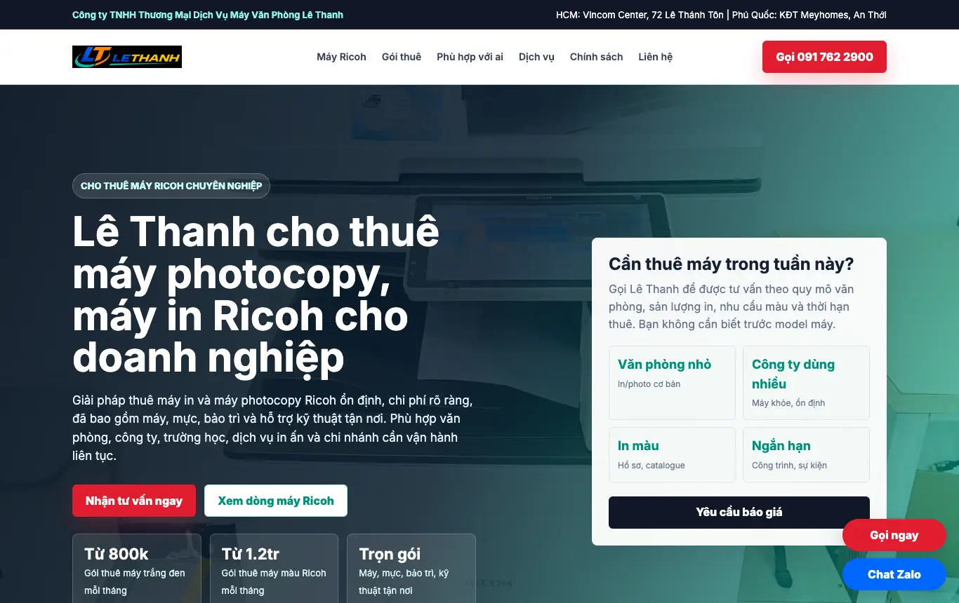 Giao diện HTML AI ngành máy văn phòng