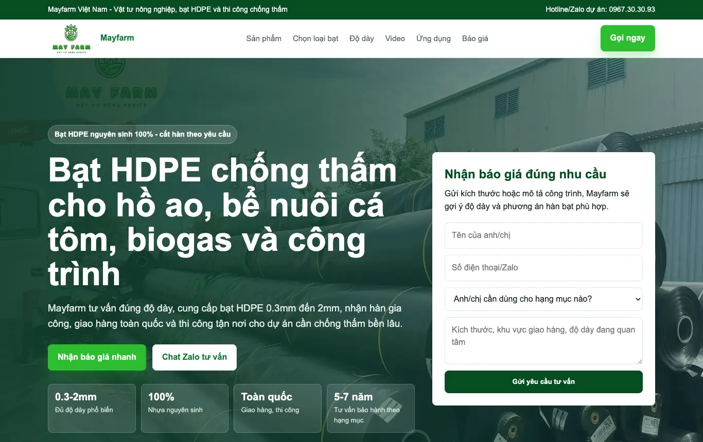 Giao diện HTML AI ngành vật tư nông nghiệp