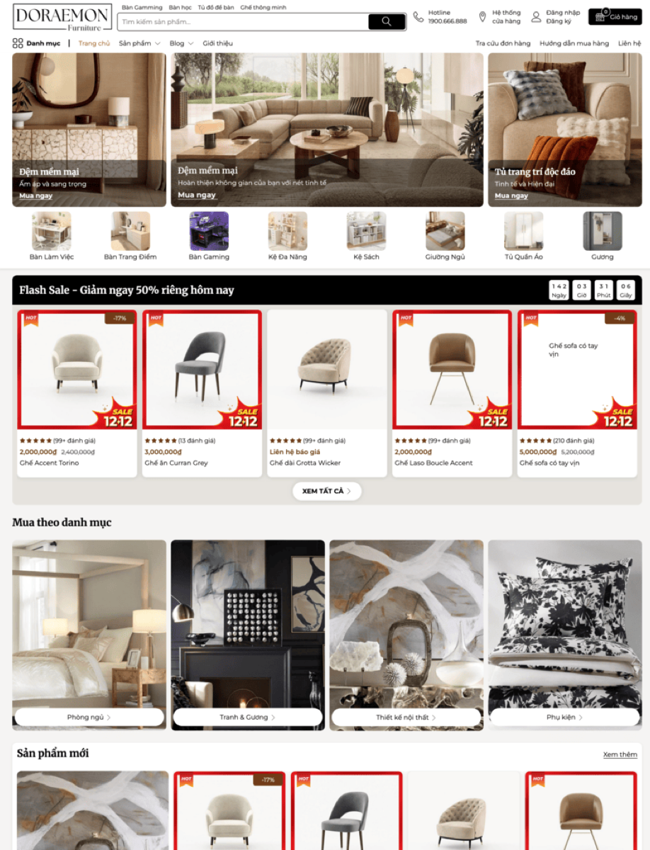 Mẫu website danh mục sản phẩm trong kho asset Fagotech