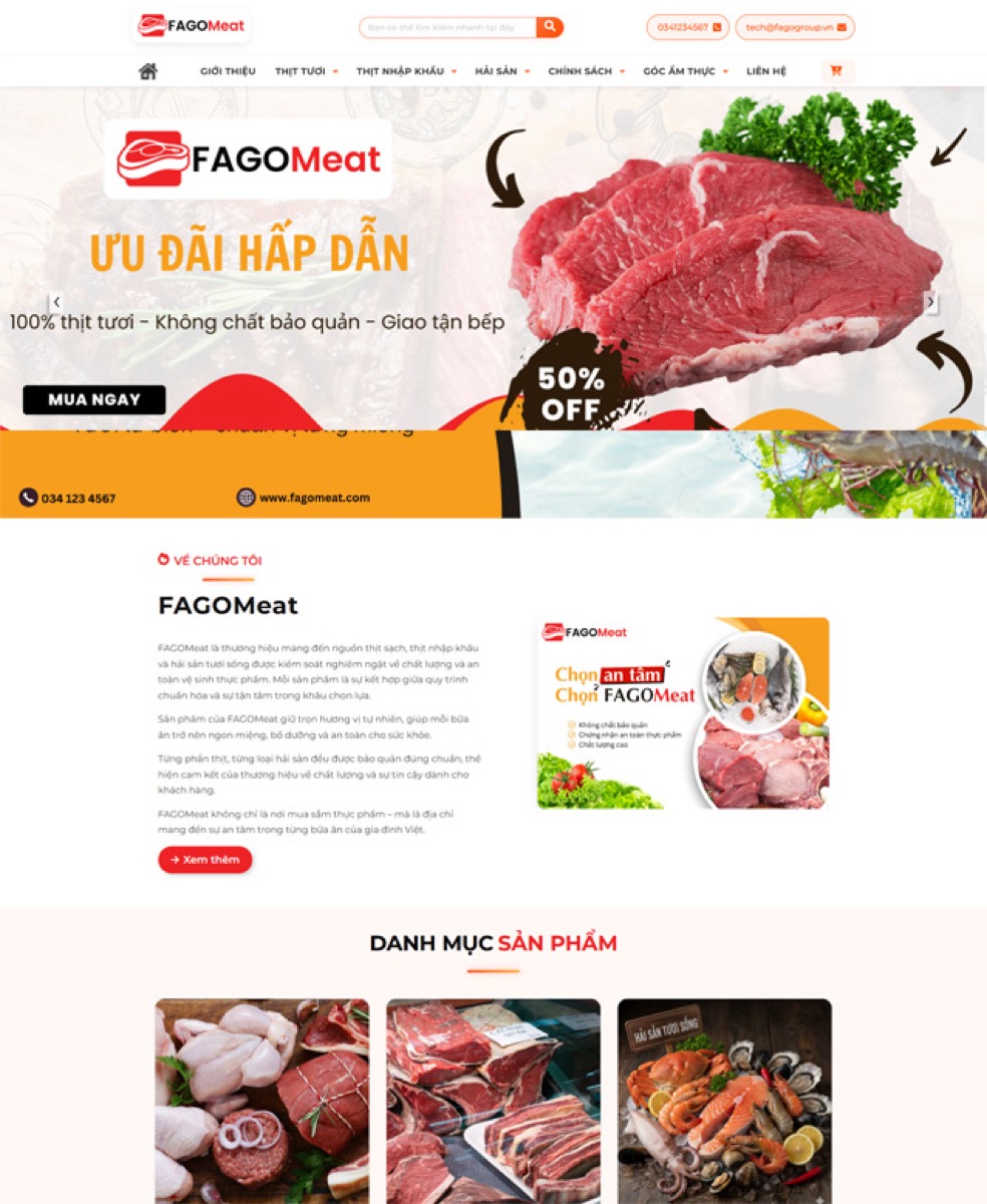 Mẫu website sản phẩm trong kho asset Fagotech